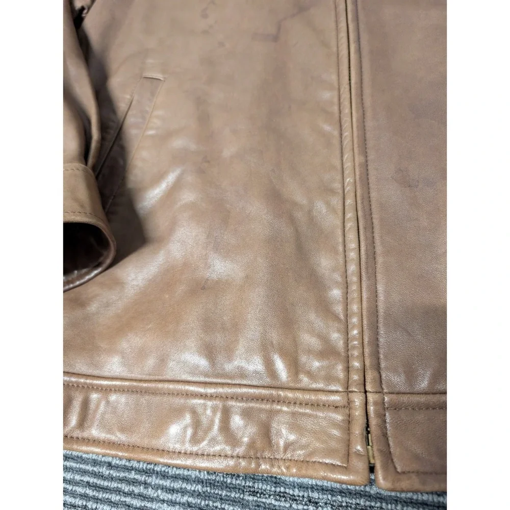 Polo Ralph Lauren Brown Lambskin Leather Harrington Bomber Jacket Men's Medium